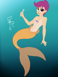 Size: 3000x4000 | Tagged: safe, artist:the-epicteer, scootaloo, mermaid, g4, disney, humanized, mermaidized, parody, princess melody, the little mermaid, the little mermaid 2: return to the sea