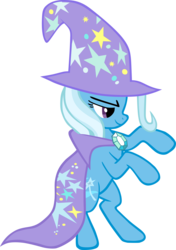 Size: 3000x4258 | Tagged: safe, artist:thejourneysend, trixie, pony, unicorn, g4, cape, clothes, female, hat, horn, mare, simple background, smiling, solo, transparent background, trixie's cape, trixie's hat