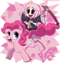 Size: 1133x1179 | Tagged: safe, artist:weekendviking, pinkie pie, g4, bleach (manga), simple background, sword, transparent background, weapon, yachiru kusajishi