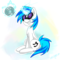 Size: 600x600 | Tagged: safe, artist:xieril, dj pon-3, vinyl scratch, pony, g4, excited, female, magic, magic aura, solo, vinyl