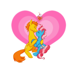 Size: 1600x1600 | Tagged: safe, artist:mirrix, carrot cake, cup cake, earth pony, pony, g4, female, male, mare, ship:carrot cup, shipping, stallion, straight