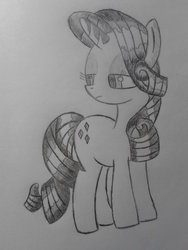 Size: 1920x2560 | Tagged: safe, artist:astmainhaler, rarity, pony, g4, female, monochrome, pencil drawing, solo, traditional art