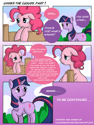 Size: 2550x3390 | Tagged: safe, artist:lilmisswaffles, pinkie pie, twilight sparkle, comic:under the clouds, g4, comic, high res, under the clouds