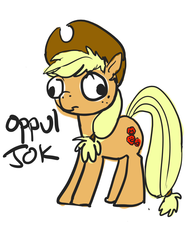 Size: 695x900 | Tagged: safe, artist:aphexangel, applejack, earth pony, pony, g4, derp, female, simple background, solo