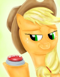 Size: 1800x2300 | Tagged: safe, artist:frostmusic, applejack, g4, big red button, easy button