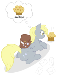 Size: 772x1034 | Tagged: safe, artist:whitelightningbolt, derpy hooves, pegasus, pony, g4, butt, female, mare, muffin, plot, simple background, solo, transparent background