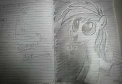 Size: 1600x1095 | Tagged: safe, rainbow dash, pony, g4, female, monochrome, solo, traditional art