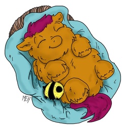 Size: 500x512 | Tagged: safe, artist:meh, fluffy pony, ball, fluffy pony original art, sleeping