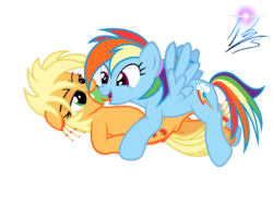 Size: 8000x6000 | Tagged: safe, artist:nightmaremoons, applejack, rainbow dash, earth pony, pegasus, pony, g4, absurd resolution, alternate hairstyle, apple, female, hoofjob, lesbian, mare, ship:appledash, shipping, simple background, spread wings, transparent background, wings