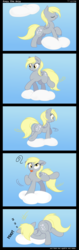 Size: 2135x6745 | Tagged: dead source, safe, artist:joey darkmeat, artist:tim015, derpy hooves, pegasus, pony, g4, behaving like a dog, comic, dizzy, female, mare, solo