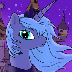 Size: 900x900 | Tagged: safe, artist:sirpsycho01, princess luna, pony, g4, female, s1 luna, solo, windswept mane