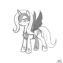 Size: 1280x1280 | Tagged: safe, artist:johnjoseco, nightmare moon, trixie, g4, costume, grayscale, monochrome