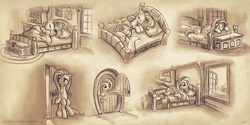 Size: 1500x750 | Tagged: safe, artist:kp-shadowsquirrel, fluttershy, pony, g4, female, sketch dump, sleeping, solo