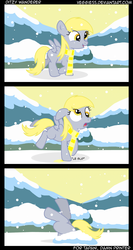 Size: 1132x2132 | Tagged: safe, artist:veggie55, derpy hooves, pegasus, pony, g4, clothes, comic, filly, scarf, snow, snowfall