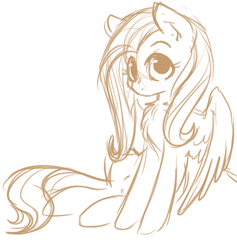Size: 477x503 | Tagged: safe, artist:php27, fluttershy, pony, g4, chest fluff, cute, female, mare, monochrome, simple background, sketch, solo, white background