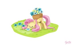 Size: 1680x1050 | Tagged: safe, artist:mysticalpha, fluttershy, g4, basket, flower, wallpaper