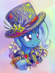 Size: 600x800 | Tagged: safe, artist:saturnspace, trixie, pony, unicorn, g4, female, hat, mare, solo, steampunk, top hat