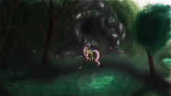 Size: 1920x1080 | Tagged: safe, artist:tuore, fluttershy, g4, forest, pond, water