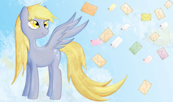 Size: 5000x2955 | Tagged: safe, artist:fireecho, derpy hooves, pegasus, pony, g4, female, letter, mail, mare, solo