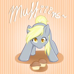 Size: 1000x1000 | Tagged: safe, artist:marikaefer, derpy hooves, pegasus, pony, g4, female, mare, muffin, solo, that pony sure does love muffins