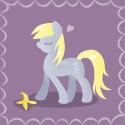 Size: 900x900 | Tagged: safe, artist:marikaefer, derpy hooves, pegasus, pony, g4, banana, female, mare, solo