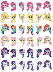 Size: 1325x1800 | Tagged: safe, artist:marikaefer, applejack, fluttershy, pinkie pie, rainbow dash, rarity, twilight sparkle, g4, alternate hairstyle, mane six