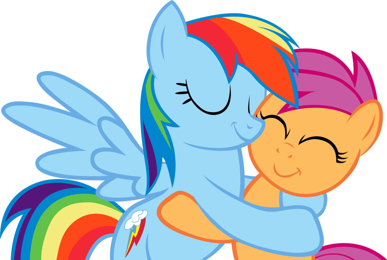 Rainbow dash and scootaloo hug