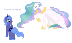 Size: 924x561 | Tagged: safe, artist:marikaefer, princess celestia, princess luna, alicorn, pony, g4, duo, duo female, female, filly, mare, royal sisters, siblings, simple background, sisters, transparent background, woona