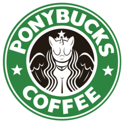 Size: 1280x1267 | Tagged: safe, artist:icaron, alicorn, pony, logo, logo parody, parody, simple background, starbucks, transparent background