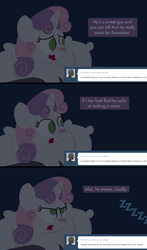 Size: 1280x2180 | Tagged: safe, artist:dtcx97, sweetie belle, ask post-crusade, post-crusade, g4, ask, female, filly, foal, hospital, red nosed, sick, snoring, tumblr