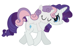Size: 1100x700 | Tagged: safe, artist:arteenesben, rarity, sweetie belle, pony, unicorn, g4, duo, duo female, female, filly, mare, piggyback ride, ponies riding ponies, riding, siblings, simple background, sisters, sleeping, sweetie belle riding rarity, sweetielove, transparent background, vector
