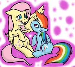 Size: 900x800 | Tagged: safe, artist:ponchuzn, fluttershy, rainbow dash, pegasus, pony, g4, blushing, female, lesbian, preening, ship:flutterdash, shipping