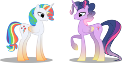 Size: 5695x2968 | Tagged: safe, artist:emkay-mlp, applejack, fluttershy, pinkie pie, rainbow dash, rarity, twilight sparkle, oc, oc only, oc:pinkieshy sparkle, oc:rarijack dash, alicorn, pony, g4, fusion, fusion:applejack, fusion:fluttershy, fusion:pinkie pie, fusion:rainbow dash, fusion:rarijackdash, fusion:rarity, fusion:twilight sparkle, fusion:twishypie, mane six