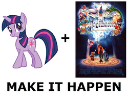 Size: 751x600 | Tagged: safe, twilight sparkle, g4, cardboard twilight, crossover, exploitable meme, make it happen, meta, stock vector, the pagemaster