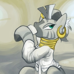 Size: 675x675 | Tagged: safe, artist:halley-valentine, zecora, zebra, g4, bed mane