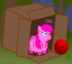 Size: 1280x1135 | Tagged: safe, artist:fluffsplosion, fluffy pony, abandoned, ball, box, crying, sad