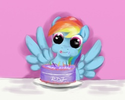 Size: 1280x1024 | Tagged: safe, artist:roguedarkjedi, rainbow dash, g4, cake, happy birthday