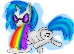 Size: 4500x3300 | Tagged: safe, artist:christhaflareon, dj pon-3, vinyl scratch, g4, puking rainbows, rainbow, vomit