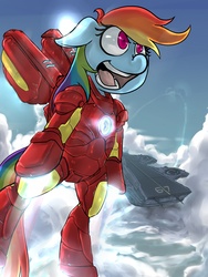 Size: 2700x3600 | Tagged: safe, artist:uc77, rainbow dash, g4, high res, iron man, parody