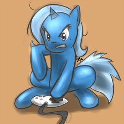 Size: 500x500 | Tagged: safe, artist:atticus83, trixie, pony, unicorn, g4, angry, female, gaming, mare, solo, video game