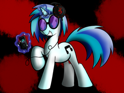 Size: 1024x768 | Tagged: safe, artist:staccato forte, dj pon-3, vinyl scratch, pony, unicorn, g4, female, levitation, magic, mare, solo, telekinesis