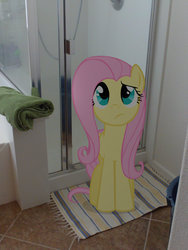 Size: 2400x3200 | Tagged: safe, artist:judgementmaster, fluttershy, pony, g4, high res, irl, mat, photo, ponies in real life, shower, vector