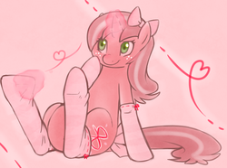 Size: 1269x942 | Tagged: safe, artist:redintravenous, oc, oc only, oc:red ribbon, pony, unicorn, clothes, female, mare, socks