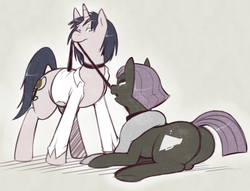 Size: 1115x854 | Tagged: safe, artist:redintravenous, oc, oc only, earth pony, pony, unicorn, collar, leash