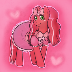 Size: 800x800 | Tagged: safe, artist:redintravenous, oc, oc only, oc:red ribbon, pony, unicorn, clothes, dress, female, mare