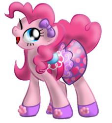 Size: 328x359 | Tagged: dead source, safe, artist:itachifangirl4life, pinkie pie, earth pony, pony, g4, beautiful, bow, clothes, female, mare, pretty, saddle, shoes, simple background, skirt, solo, transparent background