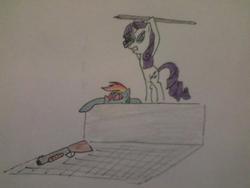 Size: 960x720 | Tagged: safe, artist:takino, rainbow dash, rarity, g4, r-dash 5000, swaginator, terminator