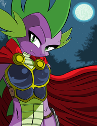 Size: 1693x2202 | Tagged: safe, artist:amostheartman, spike, dragon, anthro, g4, armor, male, older