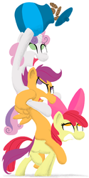 Size: 480x960 | Tagged: safe, artist:aliasforrent, apple bloom, scootaloo, sweetie belle, g4, cookie, cookie jar, cutie mark crusaders, food, tower of pony