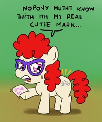 Size: 600x719 | Tagged: safe, artist:fadri, twist, earth pony, pony, g4, alternate cutie mark, cutie mark, fake cutie mark, female, filly, glasses, secret